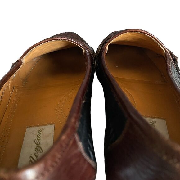 Mezlan Slip On Shoes Loafer Woven Dress Sz 11 Brown Black Leather Woven Casual main image 4